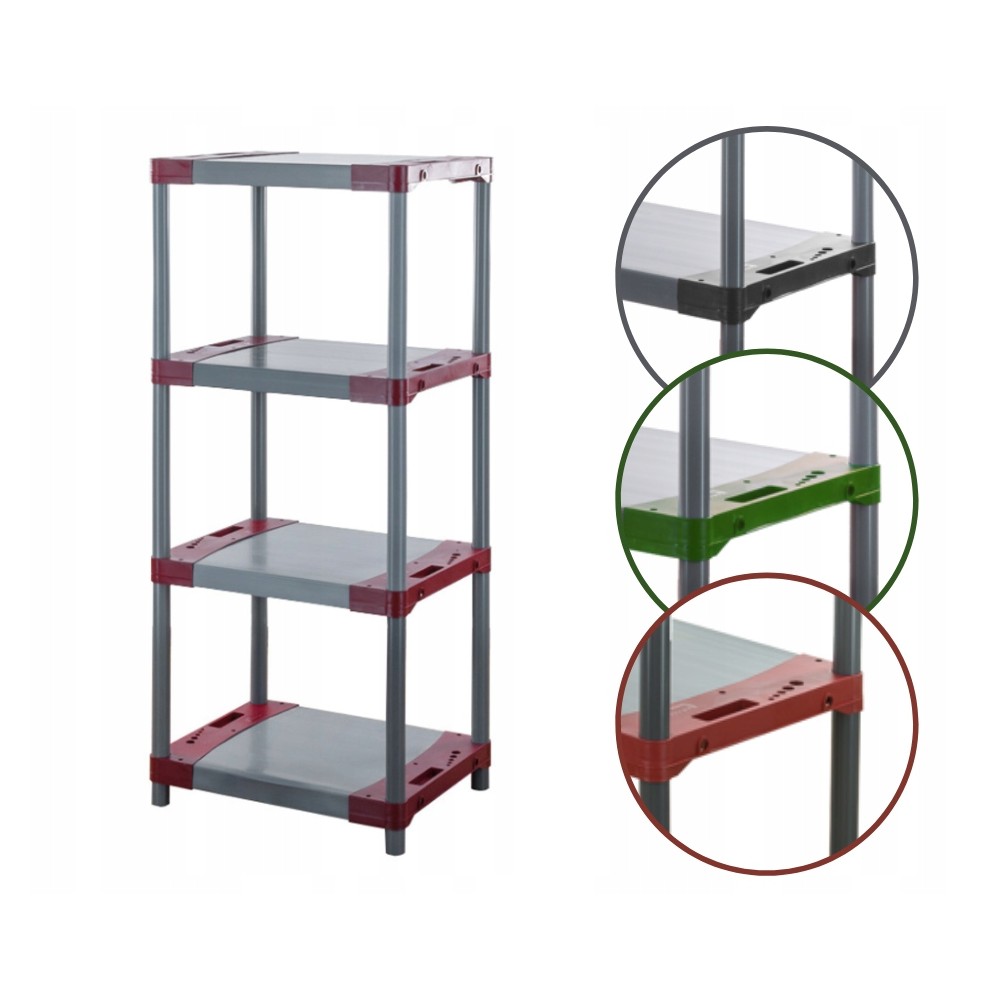 Regał plastikowy garażowy TYTAN-4_090_CZER