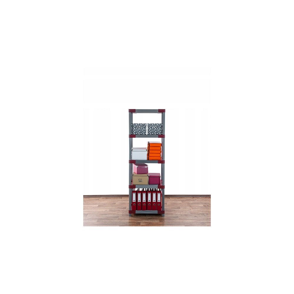 Regał plastikowy do piwnicy TYTAN-5_090_CZER