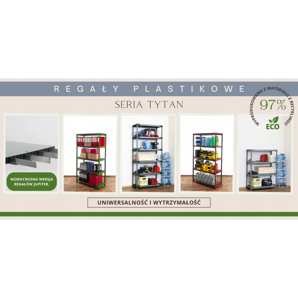 Regał plastikowy do piwnicy TYTAN-5_070_SZAR