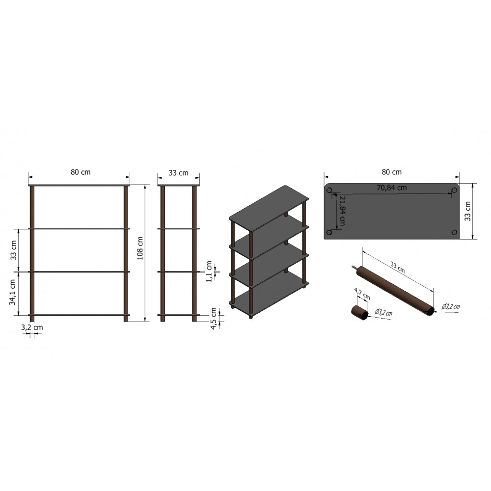 Systemowy Regał Biurowy 108x80x33 cm – DEDAL BLACK-4N_B