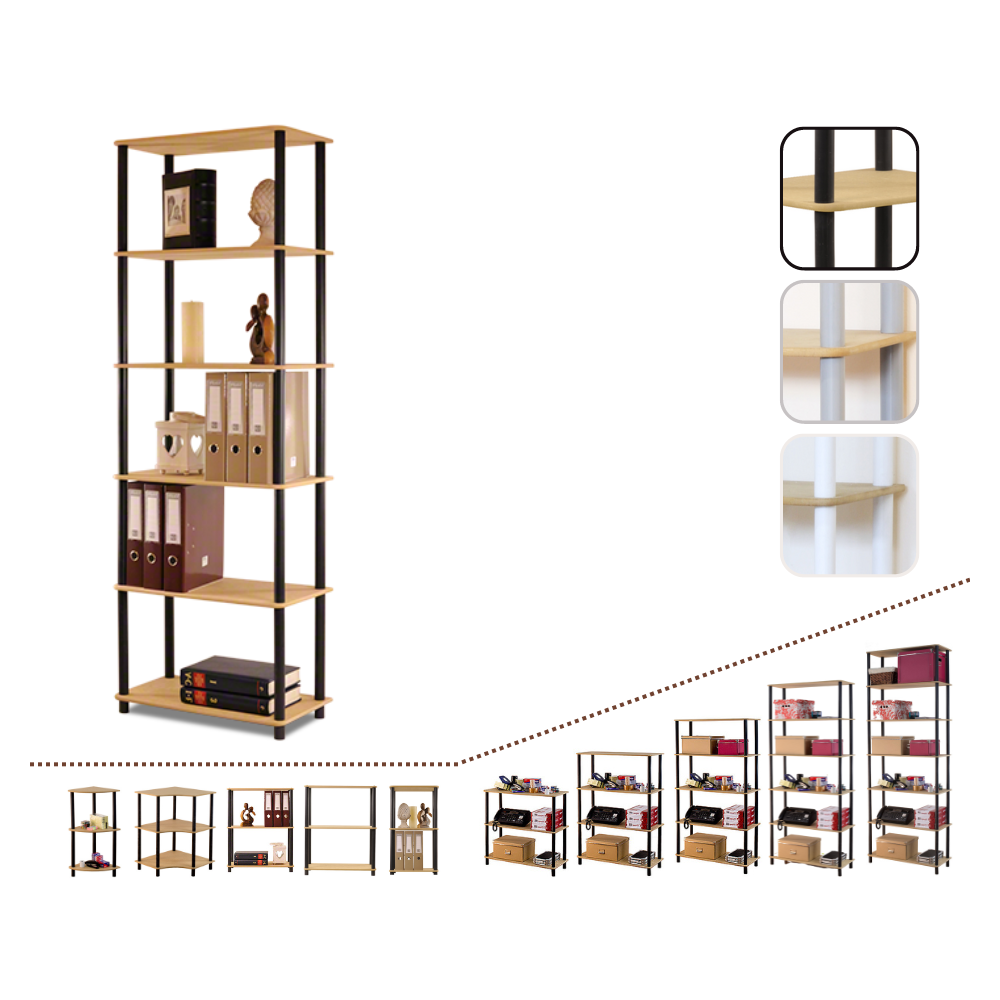 Systemowy Regał Biurowy 175x60x33 cm – DEDAL BLACK-6M_B