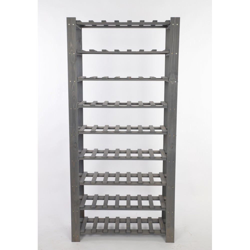 Regał na butelki drewniany B22R 170x80x28 9 półek Szary