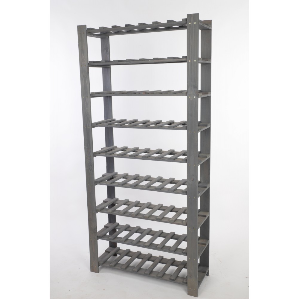Regał na butelki drewniany B22R 170x80x28 9 półek Szary