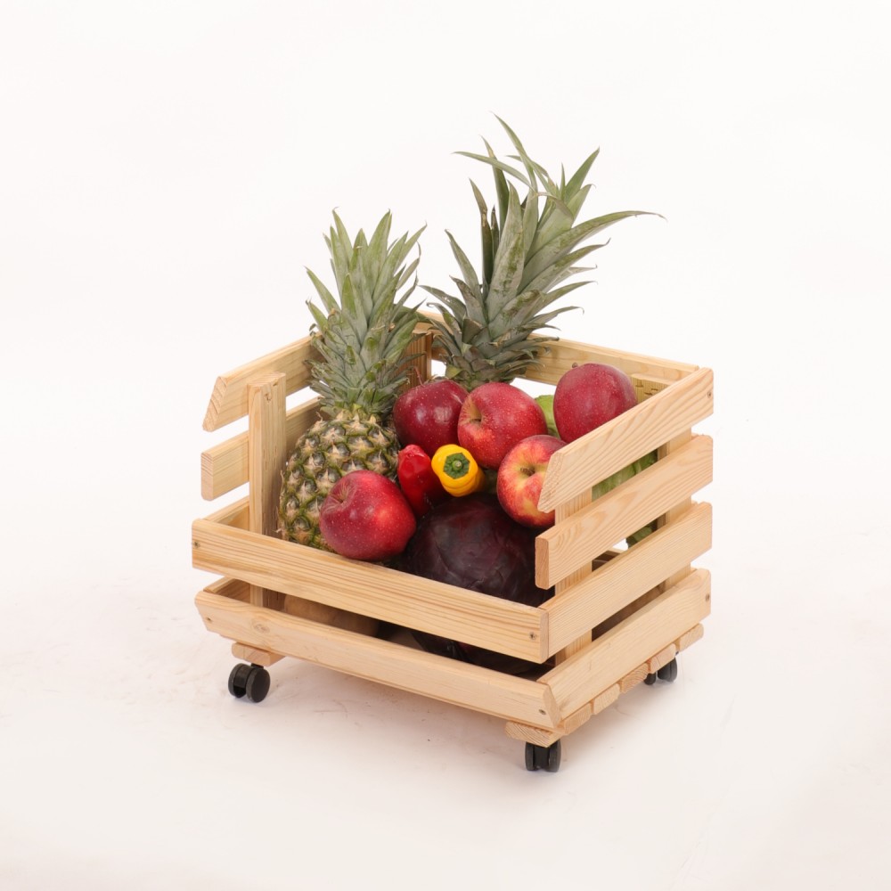 Skrzynka na warzywa na kółkach RAWA /szer.37cm - Naturalna