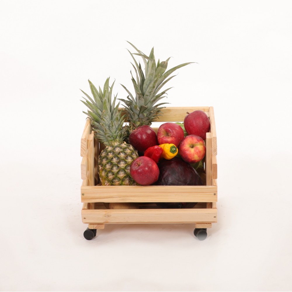 Skrzynka na warzywa na kółkach RAWA /szer.37cm - Naturalna