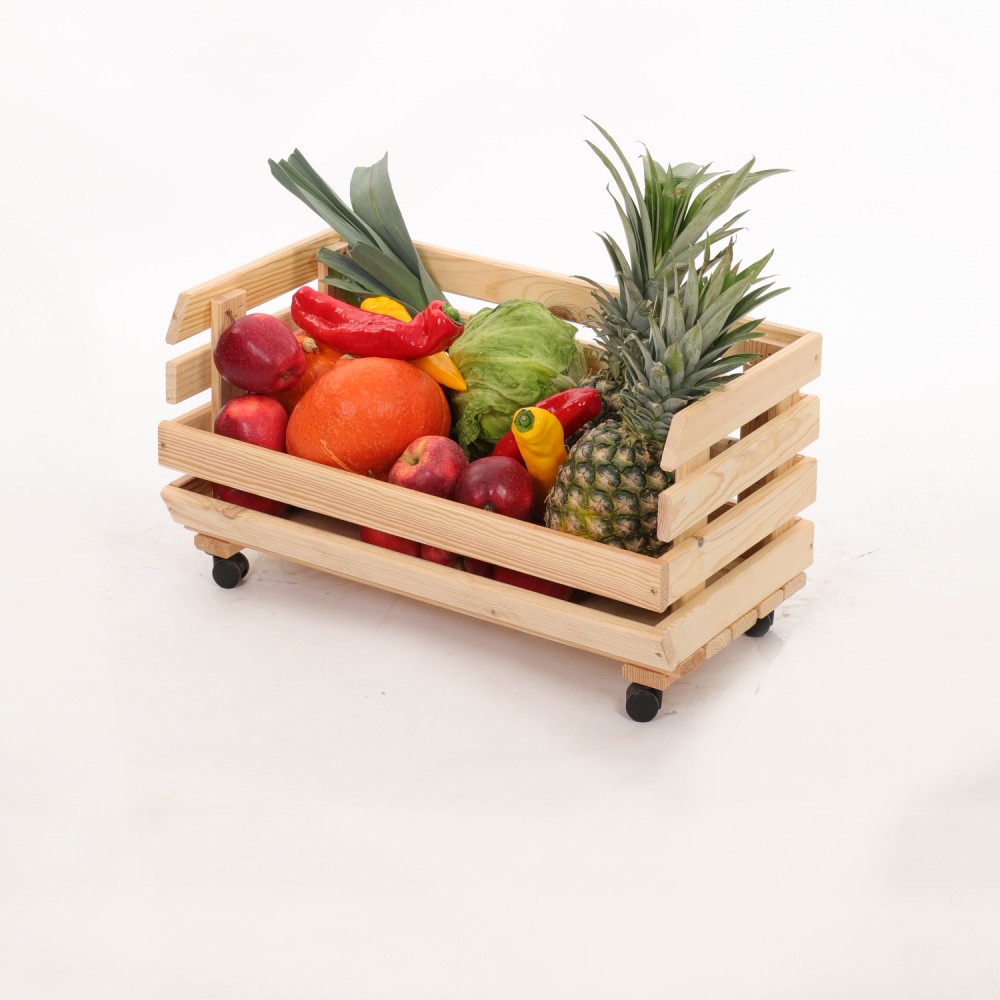 Skrzynka na warzywa na kółkach RAWA /szer.57cm - Naturalna