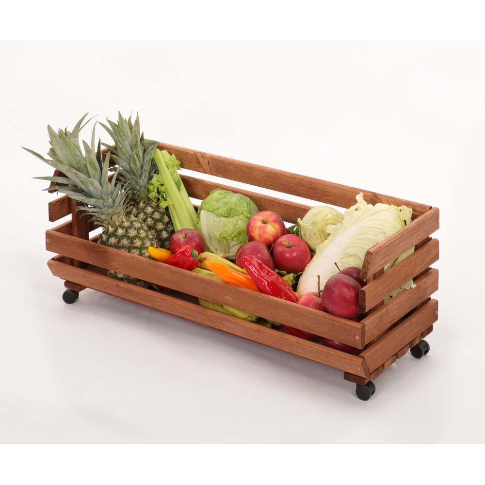 Skrzynka na warzywa na kółkach RAWA /szer.77cm - Brązowa