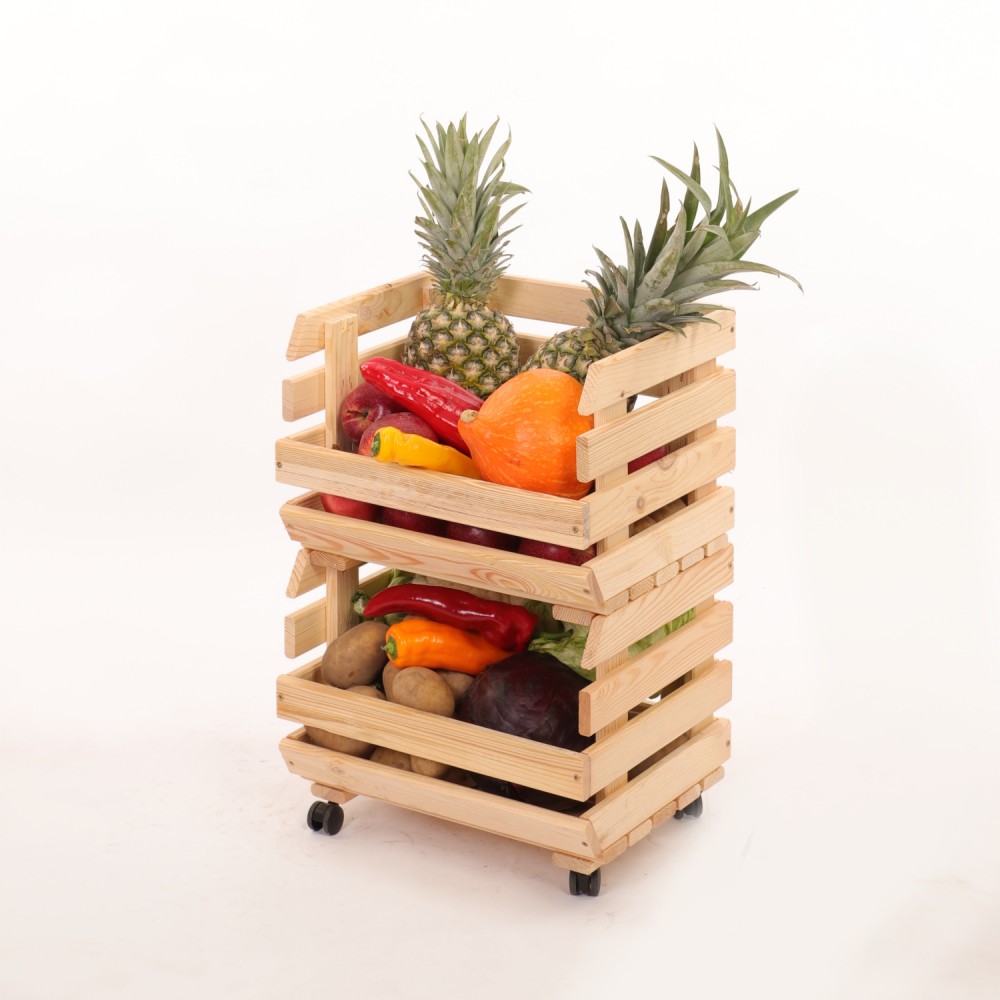 Skrzynki na warzywa na kółkach RAWA /szer.37cm - Naturalne