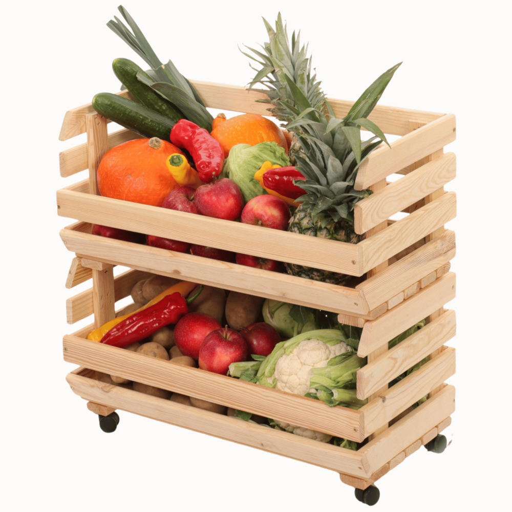 Skrzynki na warzywa na kółkach RAWA /szer.57cm - Naturalne