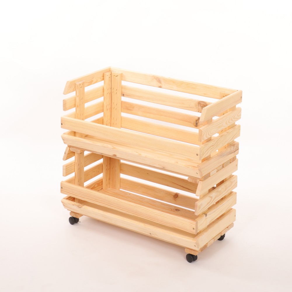 Skrzynki na warzywa na kółkach RAWA /szer.57cm - Naturalne
