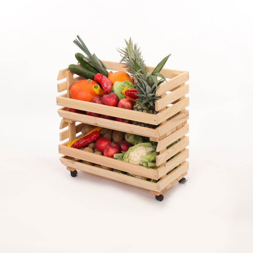 Skrzynki na warzywa na kółkach RAWA /szer.57cm - Naturalne