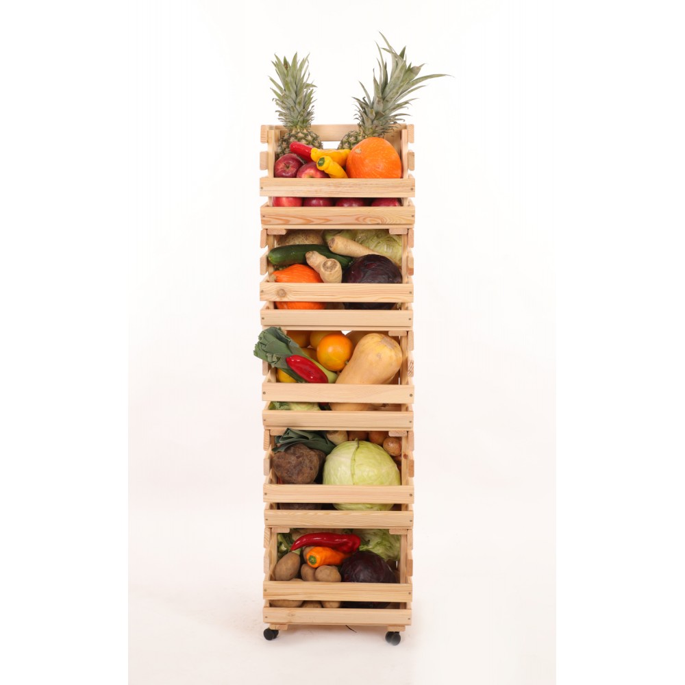 Skrzynki na warzywa na kółkach RAWA /szer.37cm - Naturalne