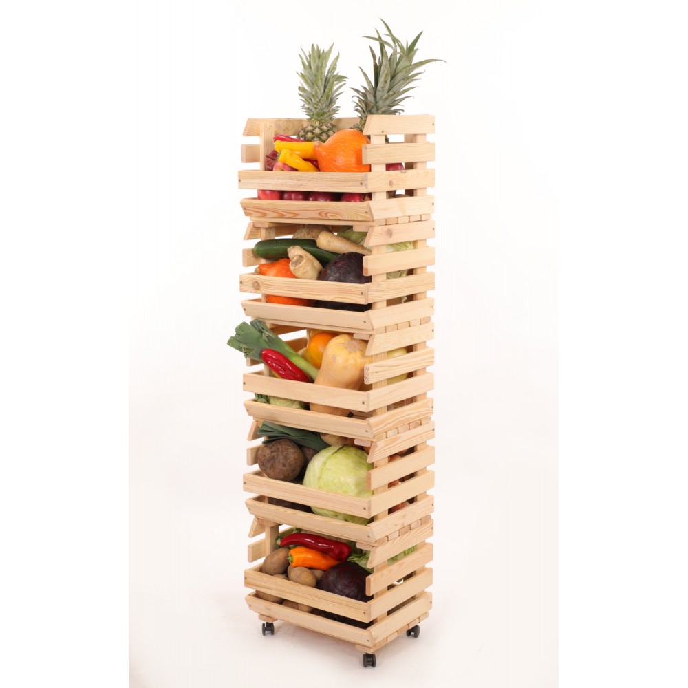 Skrzynki na warzywa na kółkach RAWA /szer.37cm - Naturalne