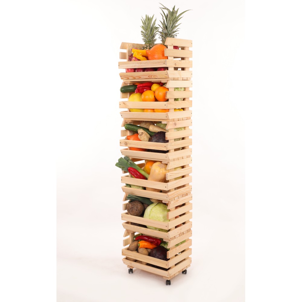 Skrzynki na warzywa na kółkach RAWA /szer.37cm - Naturalne