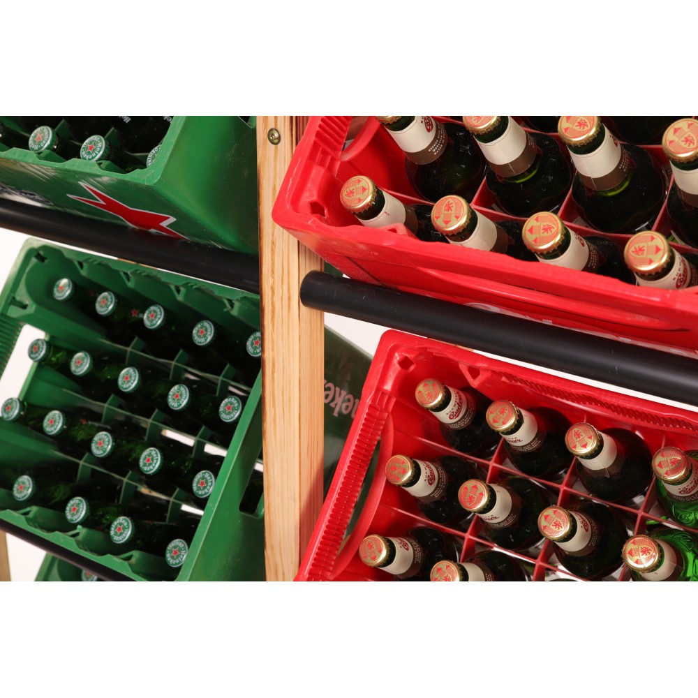 Regał na Skrzynki Transportowe (6szt) 108X102X32cm Naturalne Opalane Drewno/Plastik