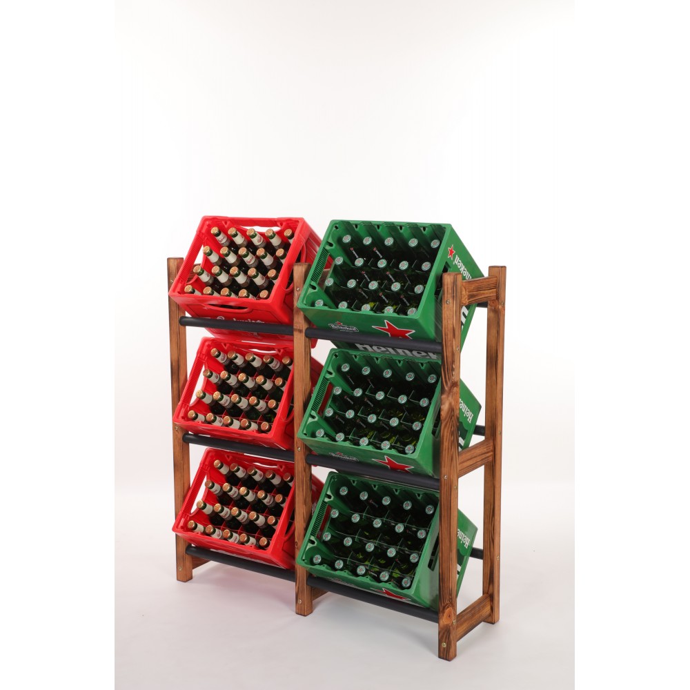 Regał na Skrzynki Transportowe (6szt) 108X102X32cm Brązowe Opalane Drewno/Plastik