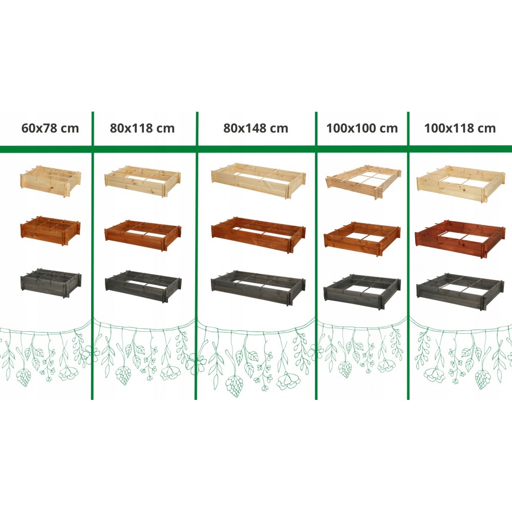 Podwyższona grządka skrzynia na warzywa drewniana donica zioła 120x80cm EKO