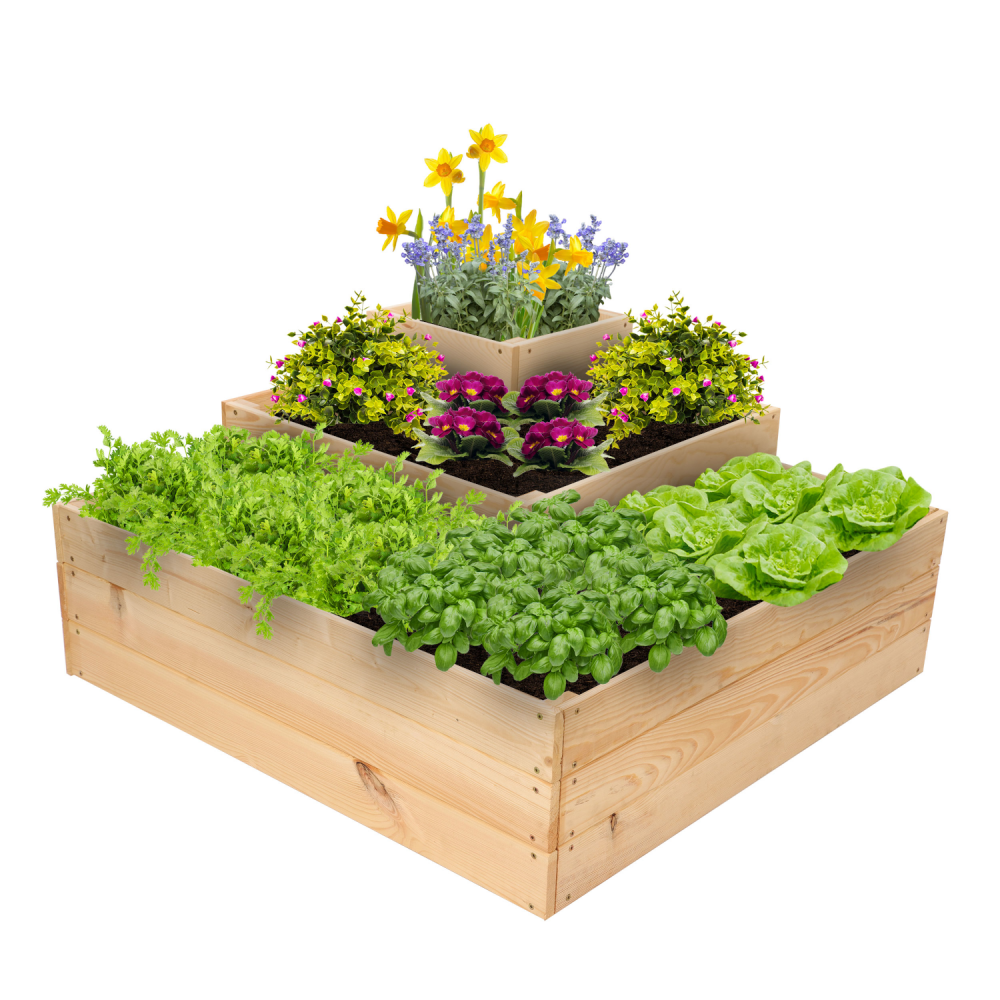 Piętrowa skrzynia na warzywa narożna drewniany warzywnik 45x90x90 GRATISY