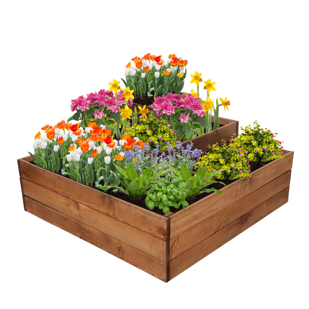 Piętrowa skrzynia na warzywa narożna drewniany warzywnik 45x90x90 GRATISY