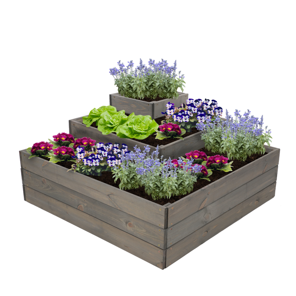 Piętrowa skrzynia na warzywa narożna drewniany warzywnik 45x90x90 GRATISY