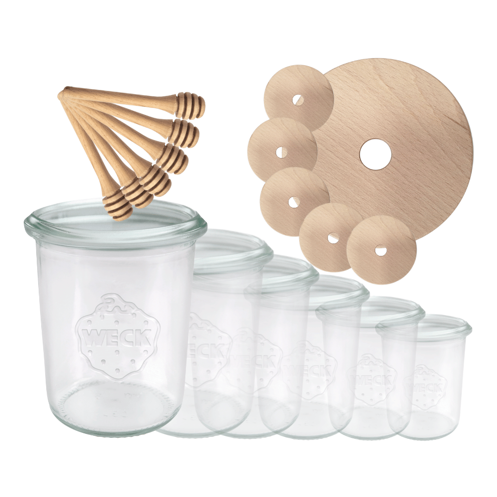 Słoiki na miód WECK zestaw słoików do miodu z nabierakiem 160ml W5 6szt EKO