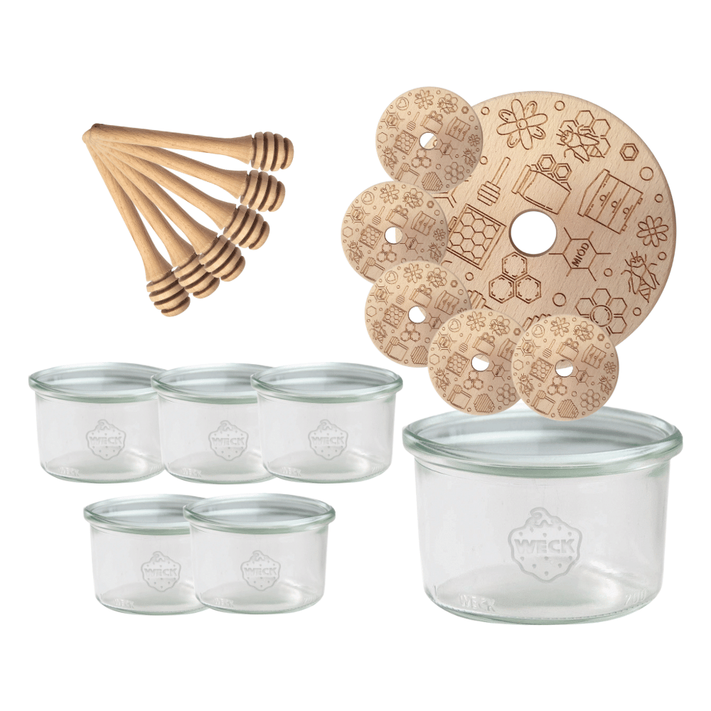 Słoiki na miód WECK zestaw słoików do miodu z nabierakiem 200ml W4 6szt EKO