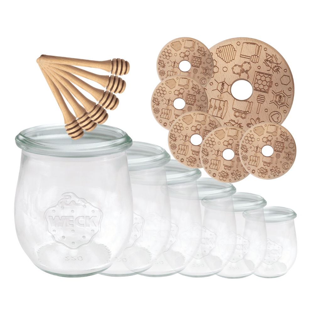 Słoiki na miód WECK zestaw słoików do miodu z nabierakiem 220ml W4 6szt EKO