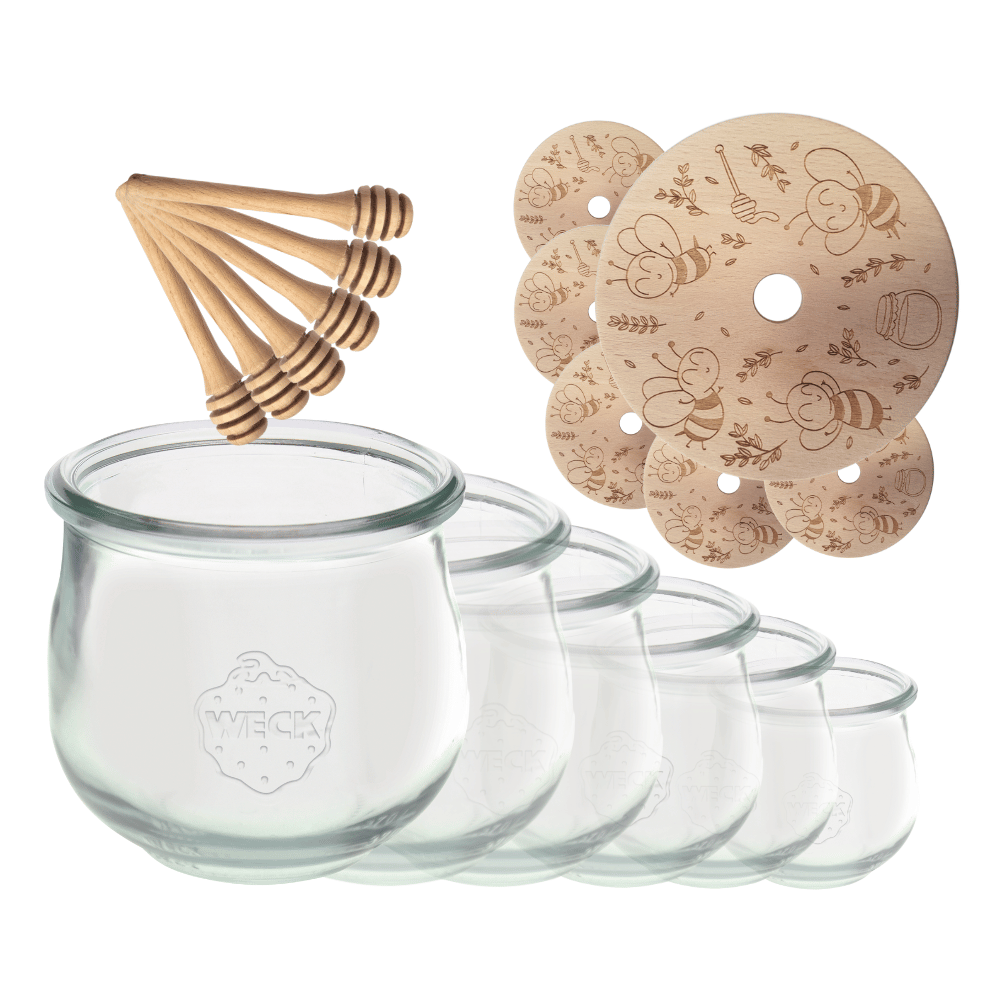 Słoiki na miód WECK zestaw słoików do miodu z nabierakiem 370ml W1 6szt EKO