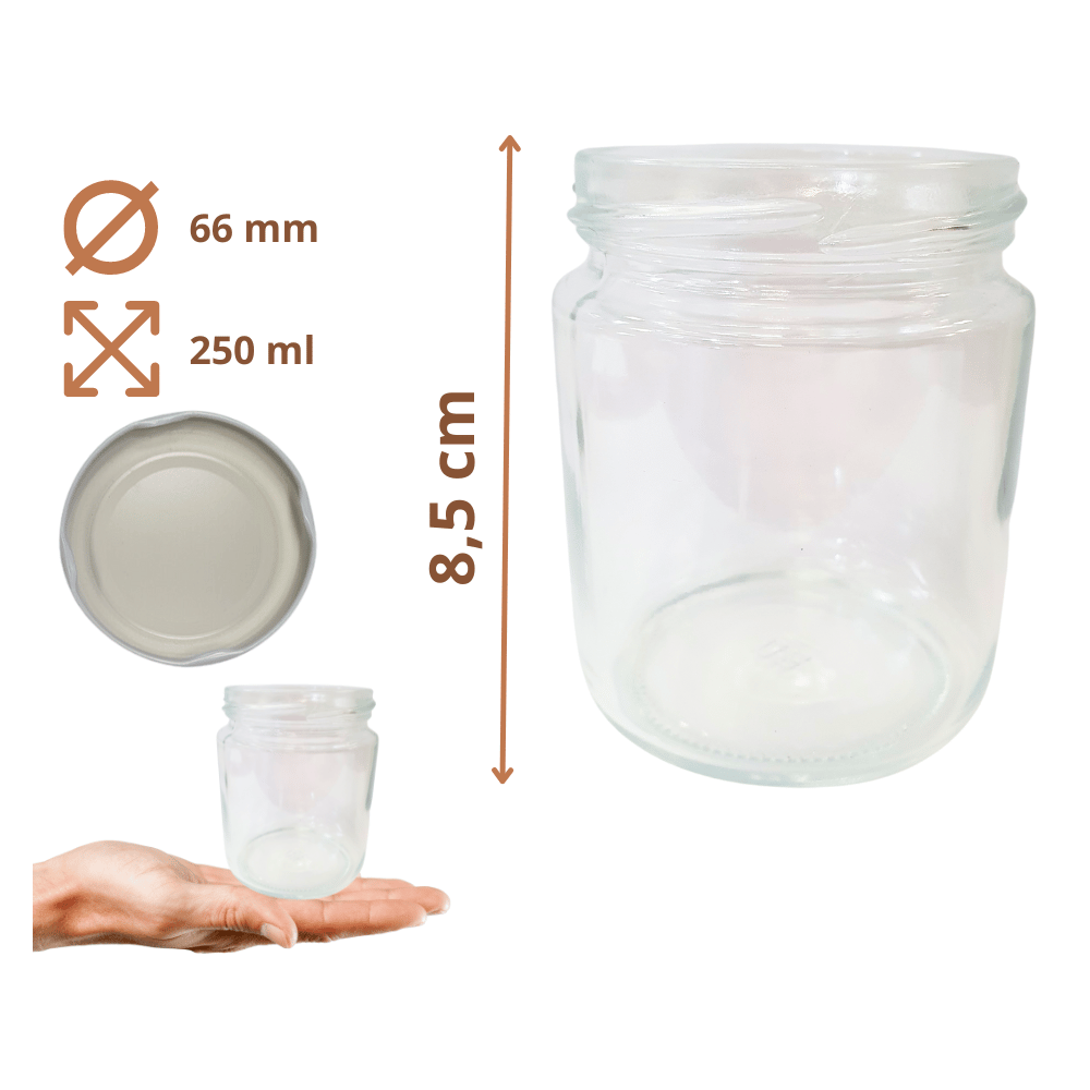 Słoiki 250ml słoiczki na dżem przyprawy deserki konfitury 60szt. 66mm PZH