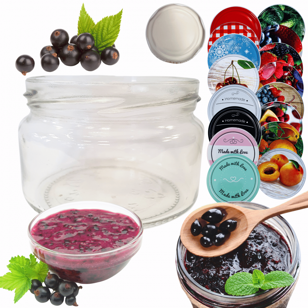 Słoik 250ml KOMPLET z POKRYWKĄ słoik dżemy konfitury przyprawy deserki 82mm