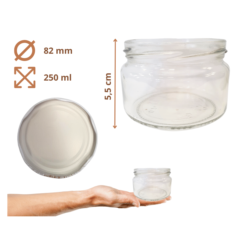 Słoiki 250ml 10 KOMPLETÓW z POKRYWKĄ dżemy konfitury przyprawy deserki 82mm