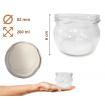 Słoiki 260ml 6 KOMPLETÓW z POKRYWKĄ dżemy konfitury przyprawy deserki 82mm