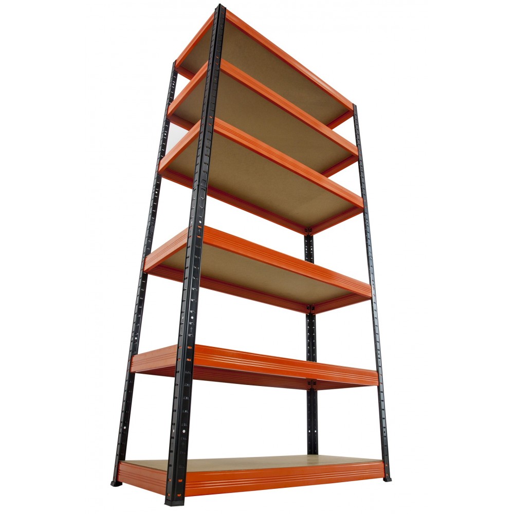 Regał Helios 196x110x60 cm 6 półek/175kg Czarno-Pomarańczowy