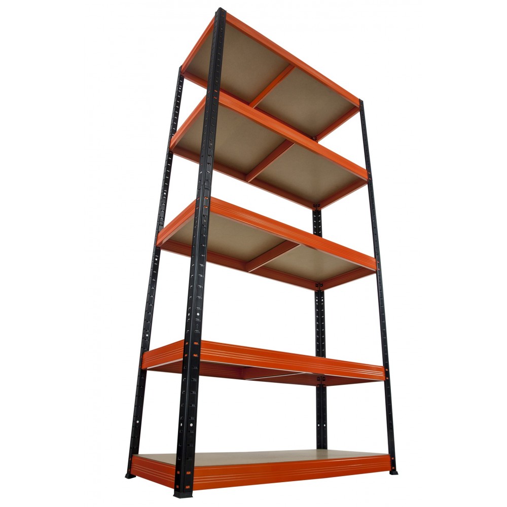 Regał Helios 196x110x30 cm 5 półek/275kg Czarno-Pomarańczowy