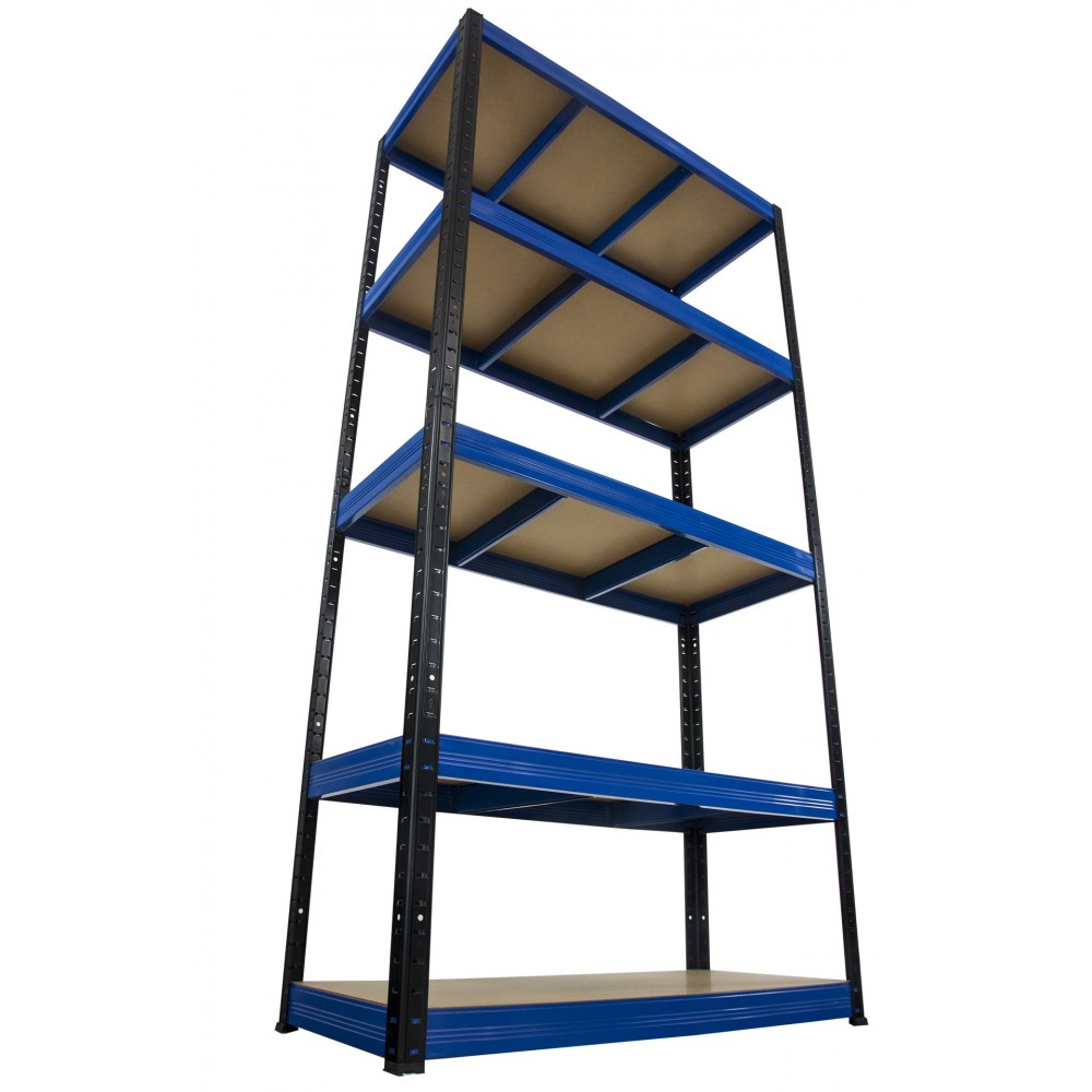 Regał Helios 213x90x35 cm 5 półek/350kg Czarno-Niebieski