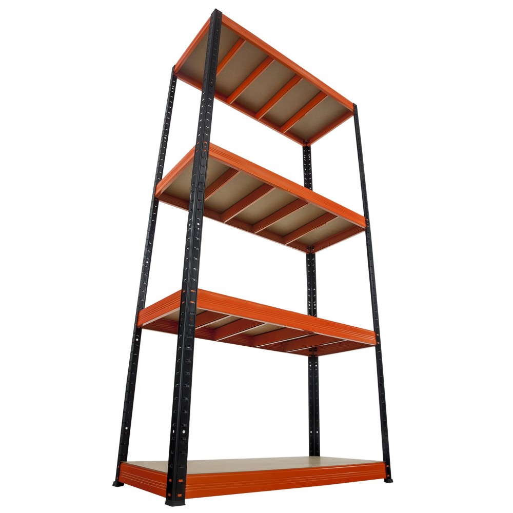 Regał Helios 180x100x35 cm 4 półki/400kg Czarno-Niebieski