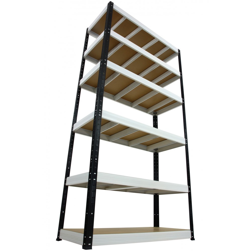 Regał Helios 213x90x35 cm 6 półek/400kg Czarno-Biały