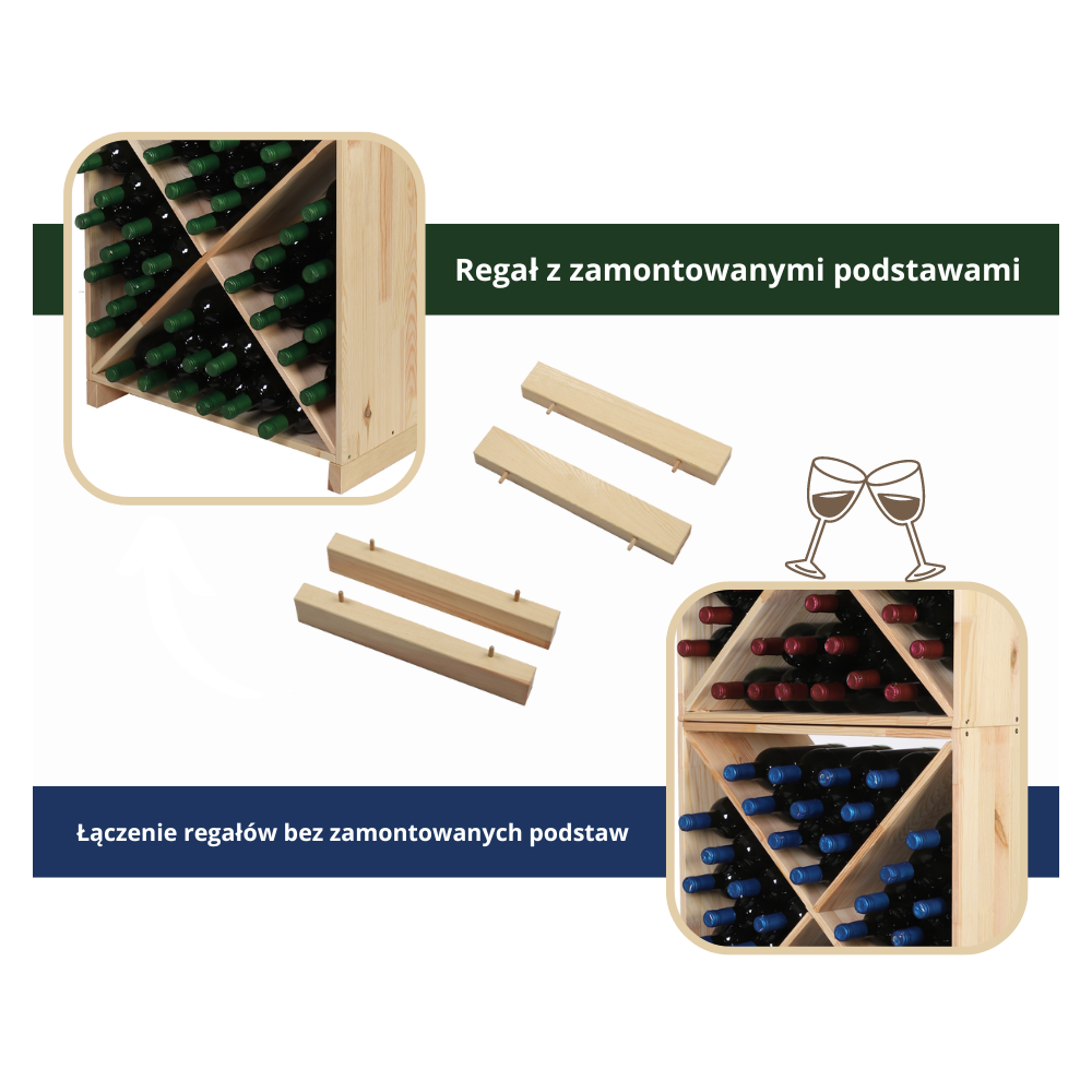 Regał na wino modułowy stojak na wino szafka na butelki 32 butelki .:.