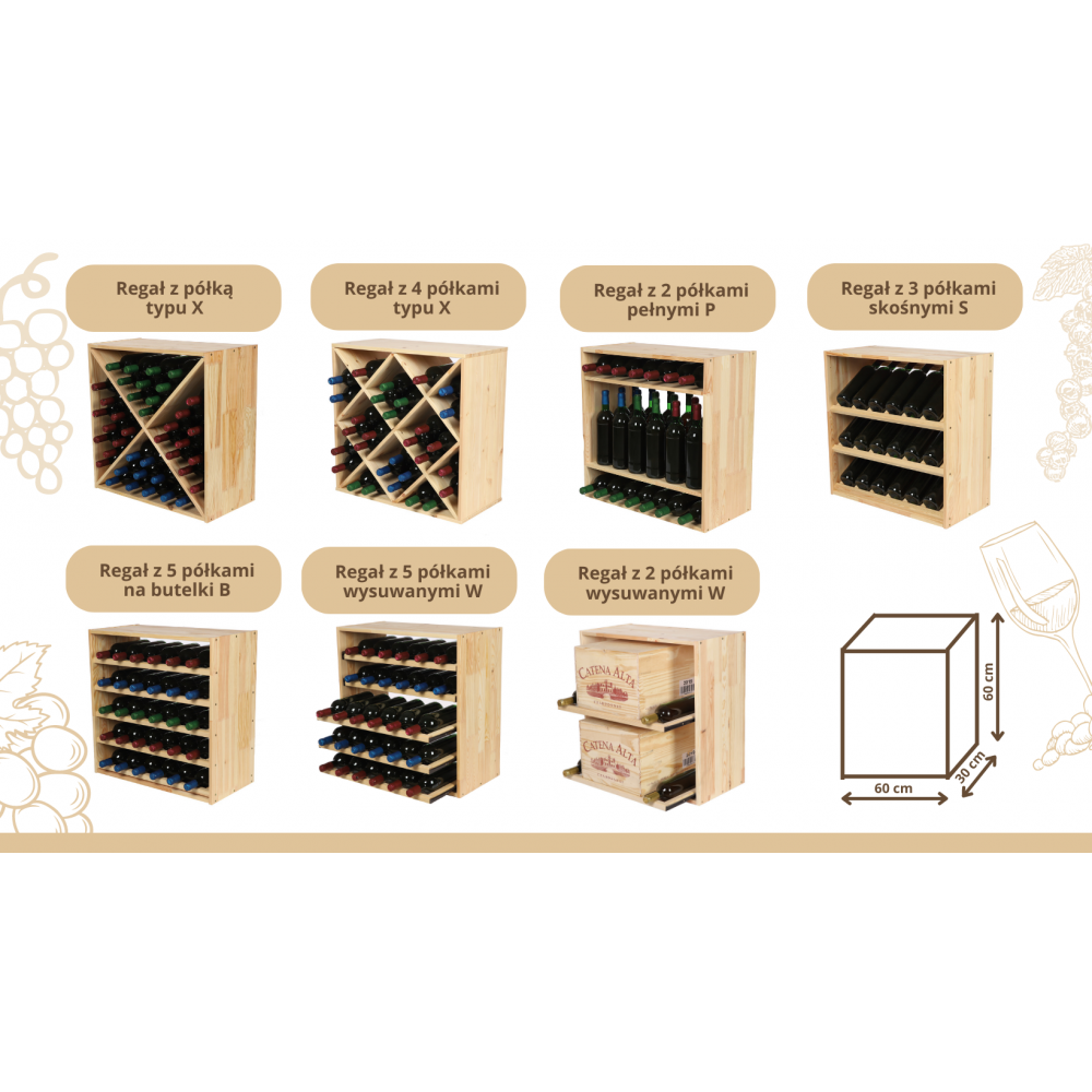 Regał na wino stojak na wino szafka na butelki 12 butelek ukośne leżnie EKO