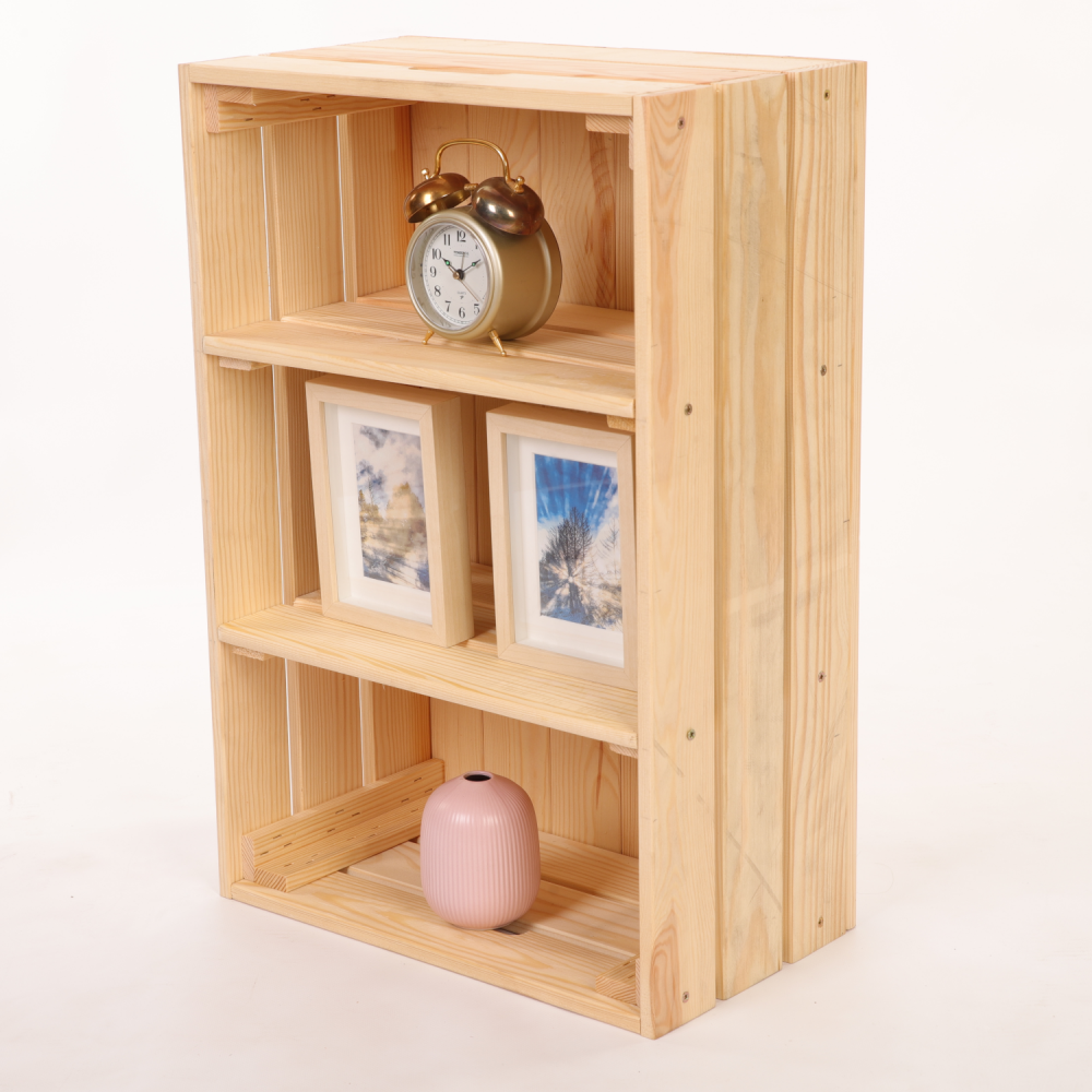 Drewniana skrzynka z 2 półkami regał szafka wisząca ścienna regał EKO DUŻA
