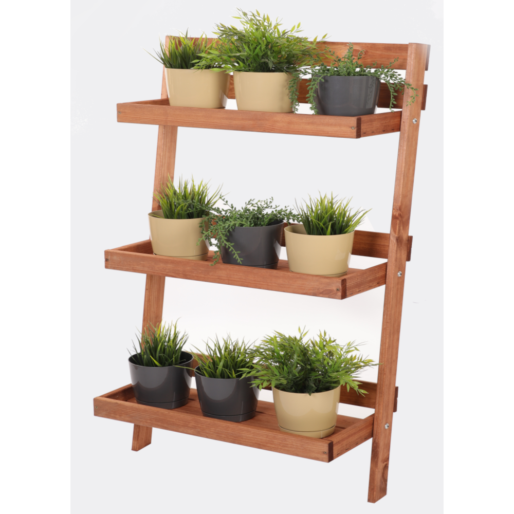 Drewniana drabinka opierana o ścianę stojak regał na rośliny 115x77cm EKO