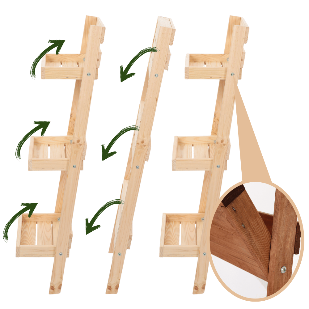 Drewniana drabinka opierana o ścianę stojak regał na rośliny 115x77cm EKO