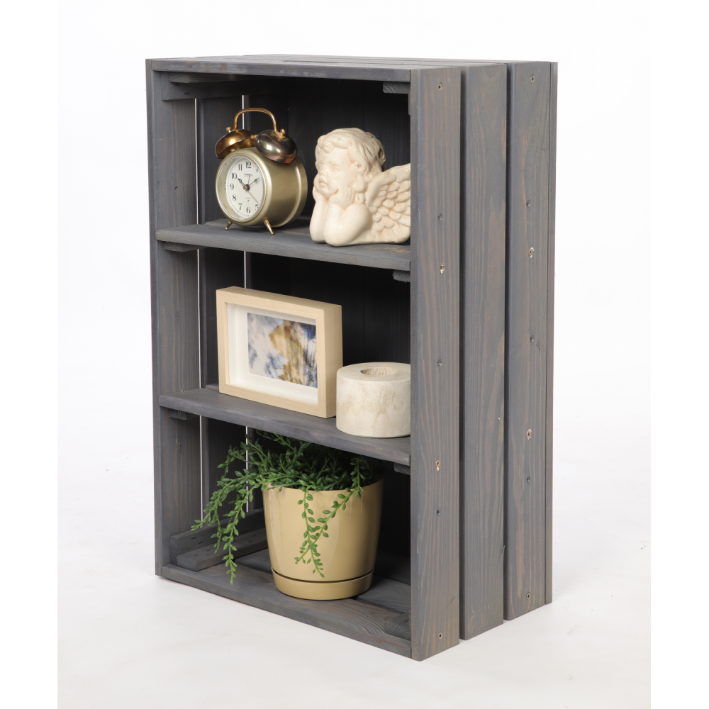 Drewniana skrzynka z 2 półkami regał szafka wisząca ścienna regał EKO DUŻA