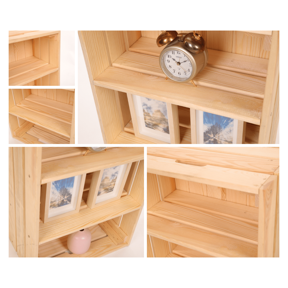 Drewniana skrzynka z 2 półkami regał szafka wisząca ścienna regał EKO DUŻA