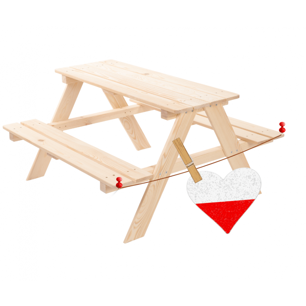 Stół piknikowy z ławkami stół ogrodowy drewniany stolik dla dzieci 1-5 lat