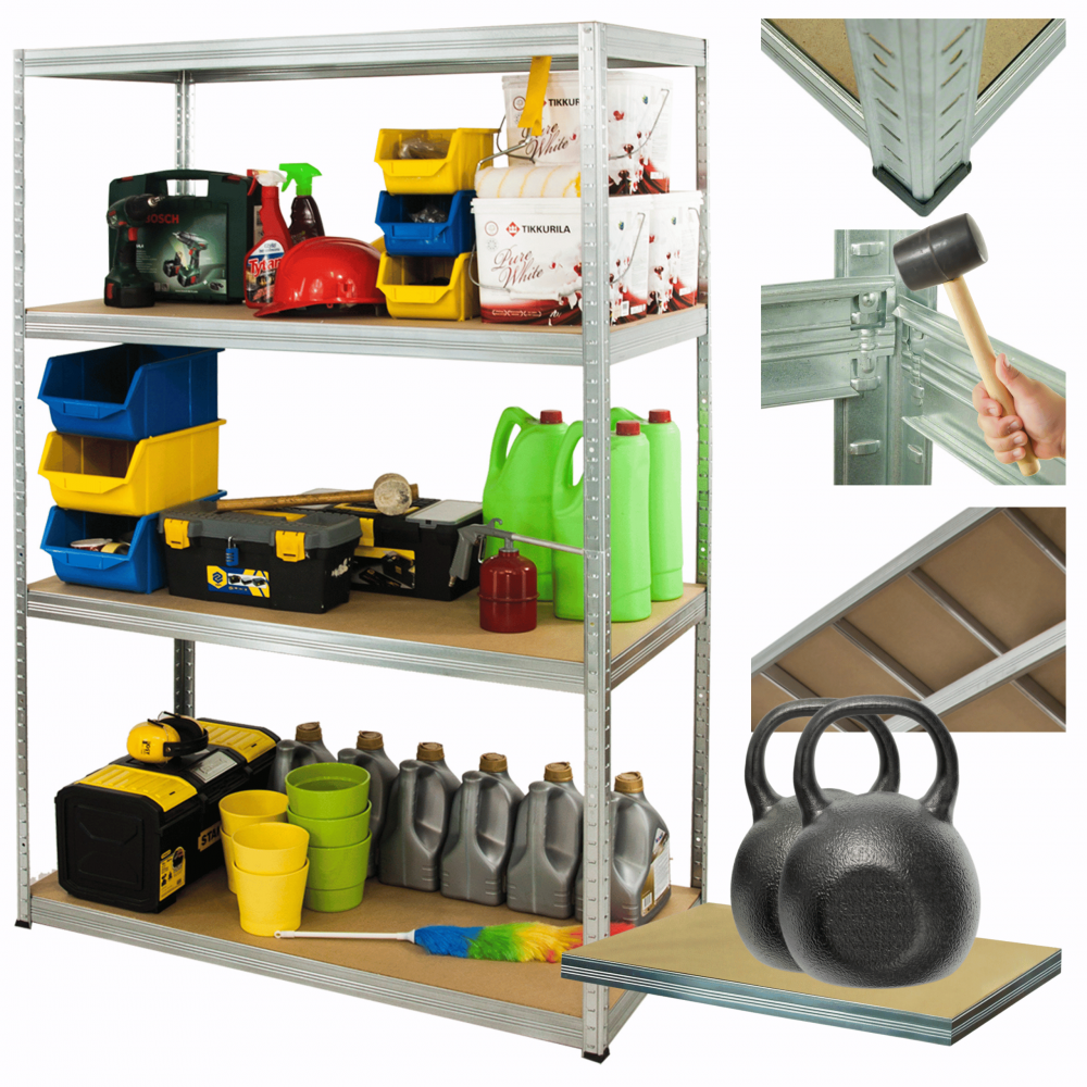 Regał metalowy ocynkowany HELIOS 180x150x30cm 4Px275kg