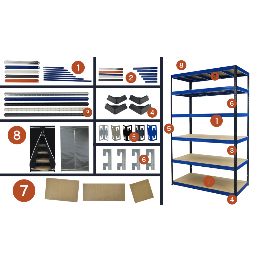 Regał metalowy HELIOS 180x110x30cm 4Px350kg