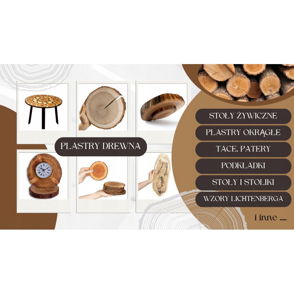 Plaster drewna BUK plaster bukowy szlifowany bez kory taca ozdobna 40-45 cm