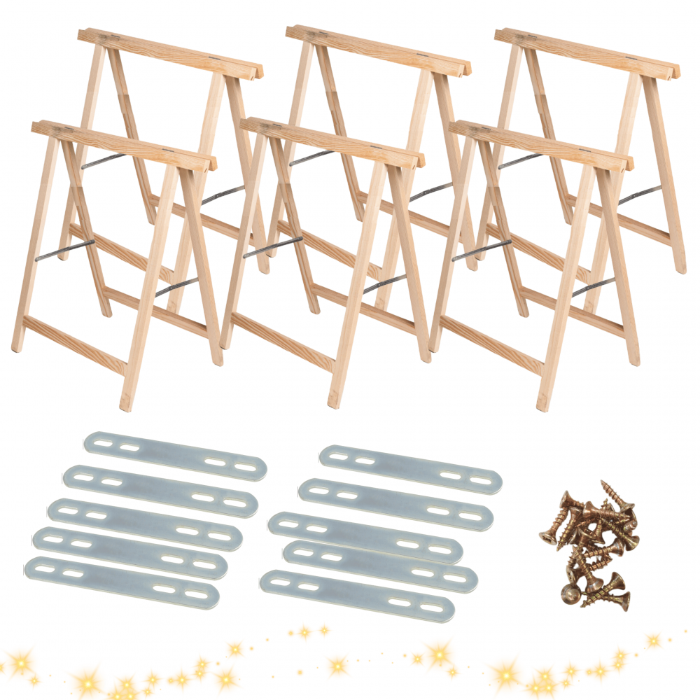 KOZIOŁKI na CHOINKĘ drewnianą zestaw do CHOINKI mocowania koziołek 6szt EKO