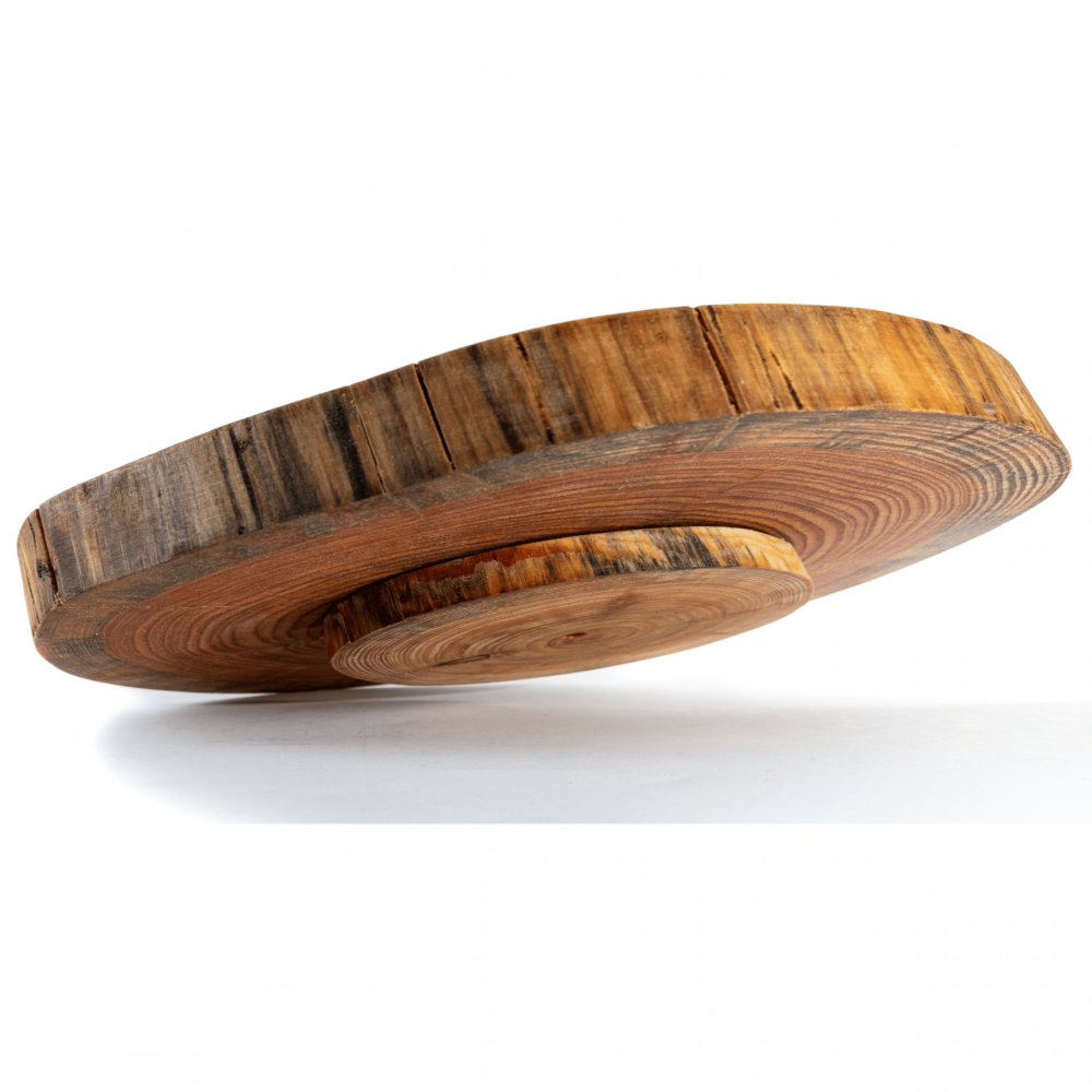 Drewniana taca obrotowa deska MODRZEW plaster 20-25 cm na przekąski ser EKO